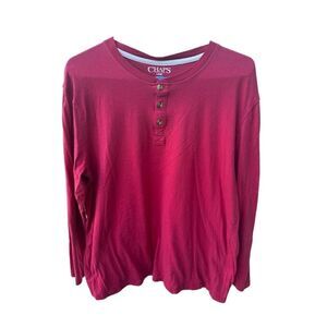 Chaps Men's Red Long Sleeve Henley Shirt Size Large